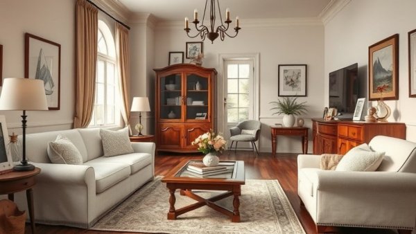 Elegant small living room with cozy decor and natural light.