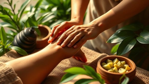 Ayurveda Treatments for Wellness: herbal compress applied during massage.