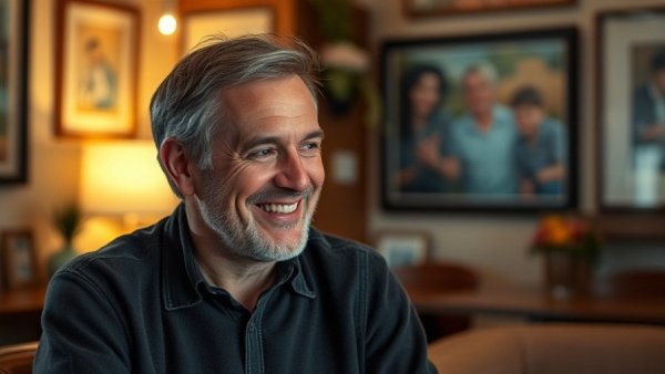 Middle-aged man in cozy setting discussing, Eating Healthy Everyday.