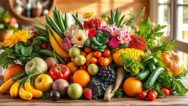 Vibrant spring produce elegantly displayed on a rustic table.