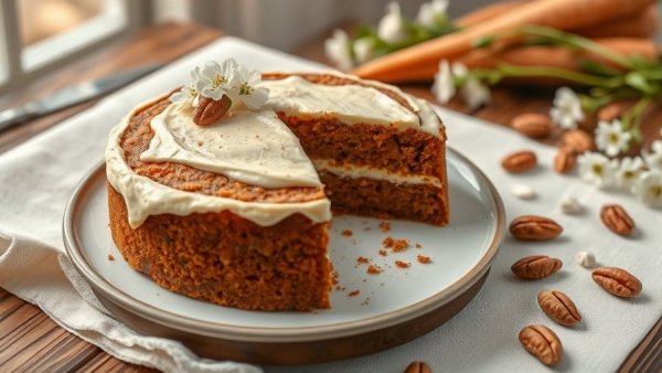 Spring Easter desserts: carrot cake with cream cheese frosting.