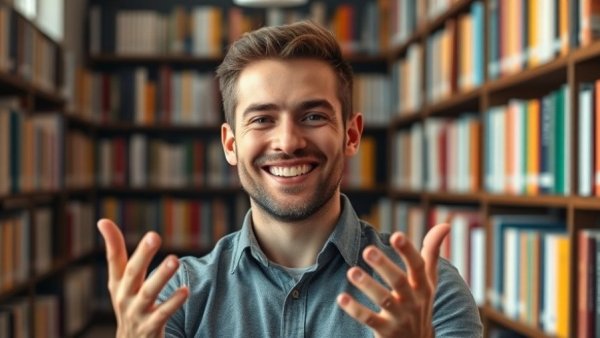 Man discussing how to detox your lymphatic system naturally in a library setting.