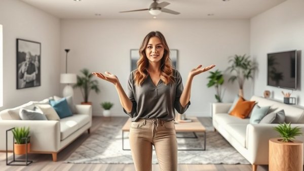 Confident woman in modern living room discussing symptoms you shouldn't ignore.