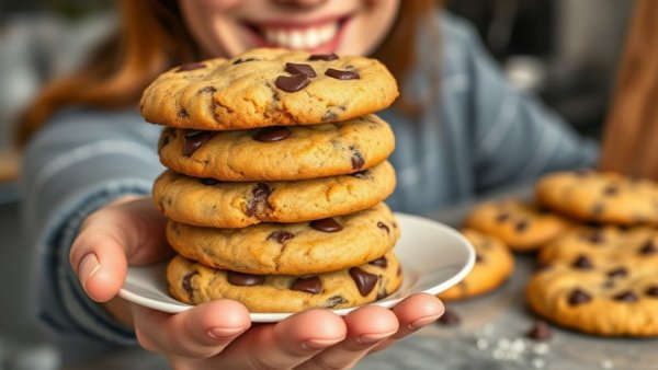 Einkorn chocolate chip cookies freshly baked in kitchen.