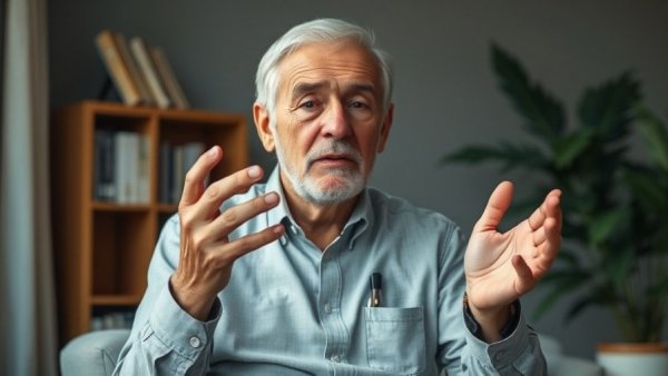 Man explaining health concepts, normal blood sugar levels safety.