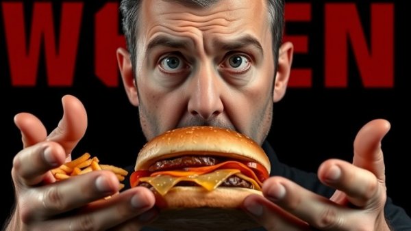 How to stop food cravings concept with intense focus on fast food.