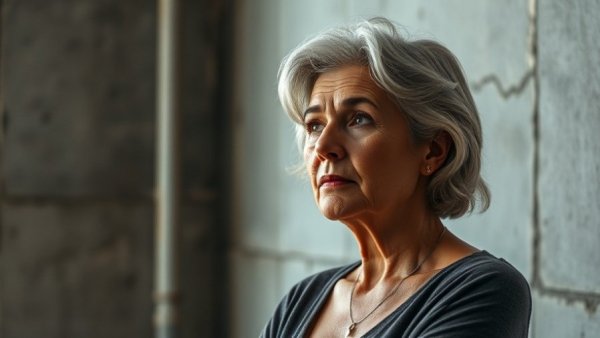 Mature woman contemplating relationships indoors.