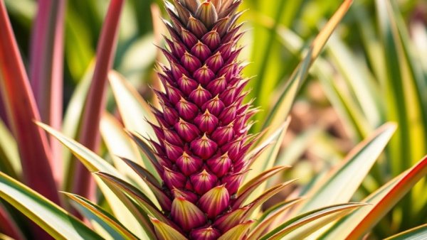 Vibrant pink pineapple plant in garden showing health benefits.