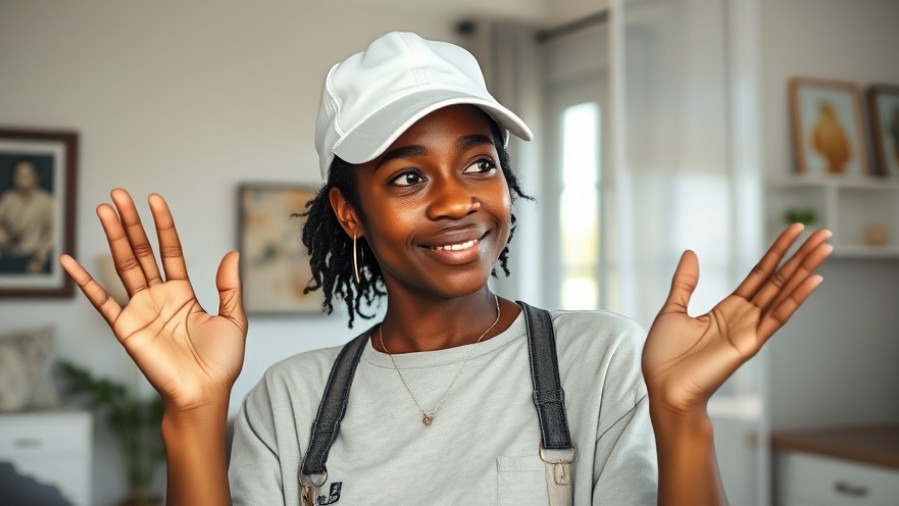 Confident Black woman embracing empowerment after 50 in a cozy room.