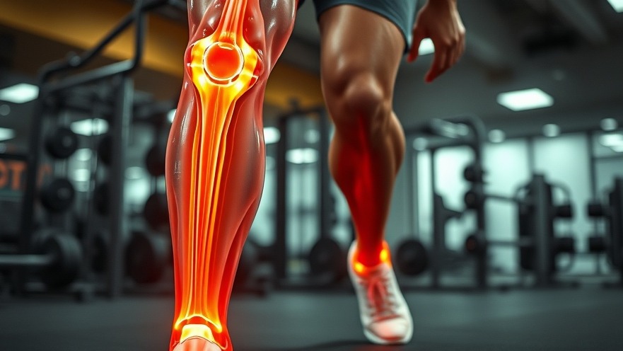 Surreal view of a man's knee and ankle joints while working out in the gym.