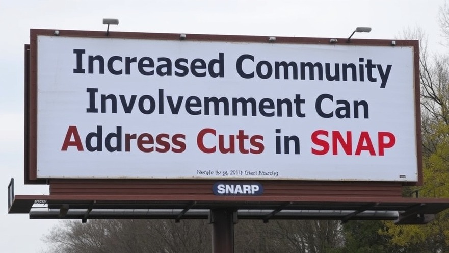 Billboard promoting food assistance and community support for SNAP cuts