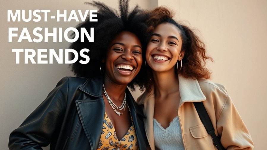 Two stylish young adults showcase 2026 fashion predictions in bold casual wear, laughing together.