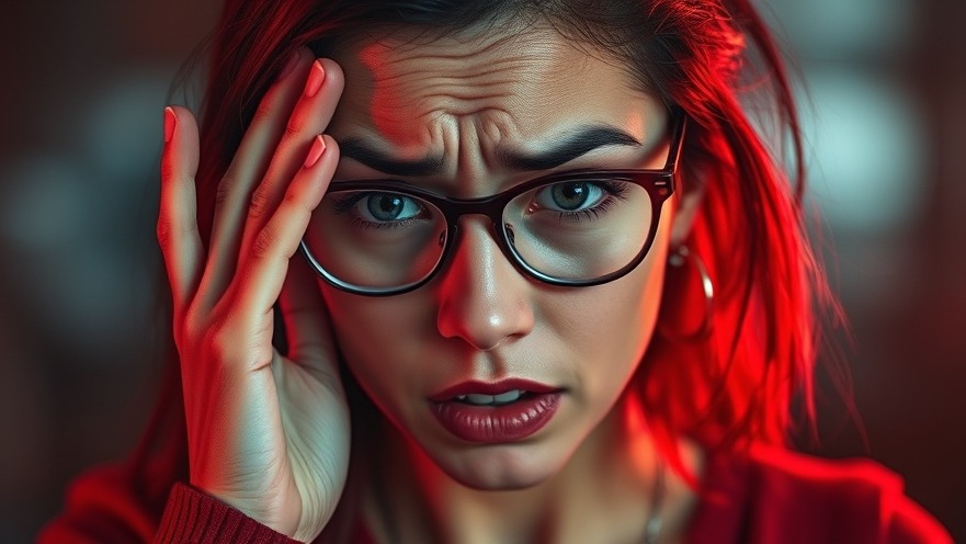 Worried woman emphasizing breast cancer risk factors, vibrant cinematic photo.