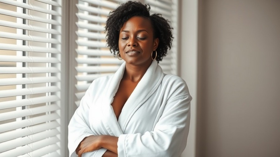 Fit Black woman in a white robe, practicing mindful rituals for emotional well-being.