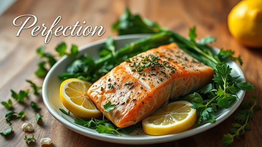 Savory salmon beautifully plated with herbs and lemon in warm natural lighting.