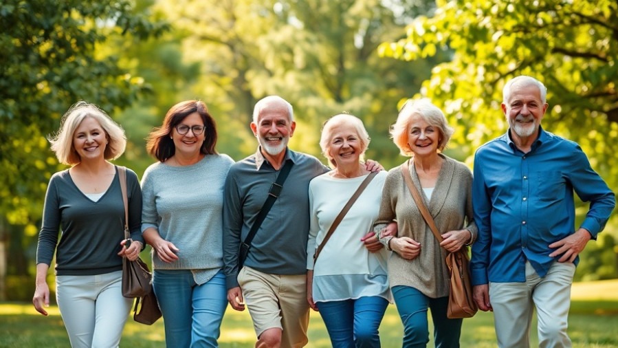 Diverse group enjoying lifestyle choices for longevity in a vibrant park.