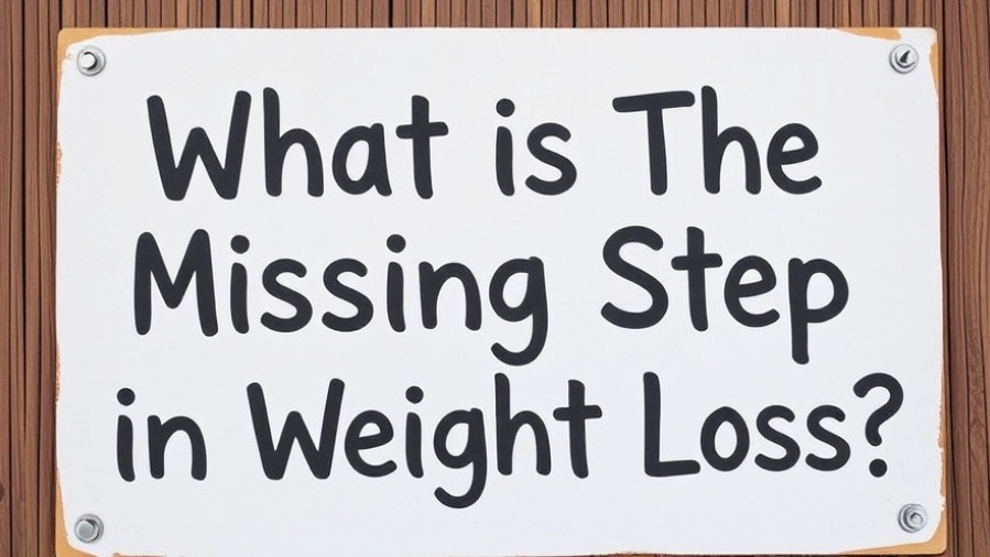 Sign asking 'What Is The Missing Step in Weight Loss?' for a sustainable weight loss journey.
