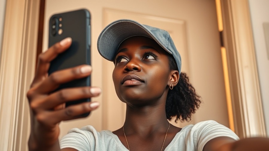 Mindfulness and gratitude captured as a Black woman takes a vibrant selfie indoors.