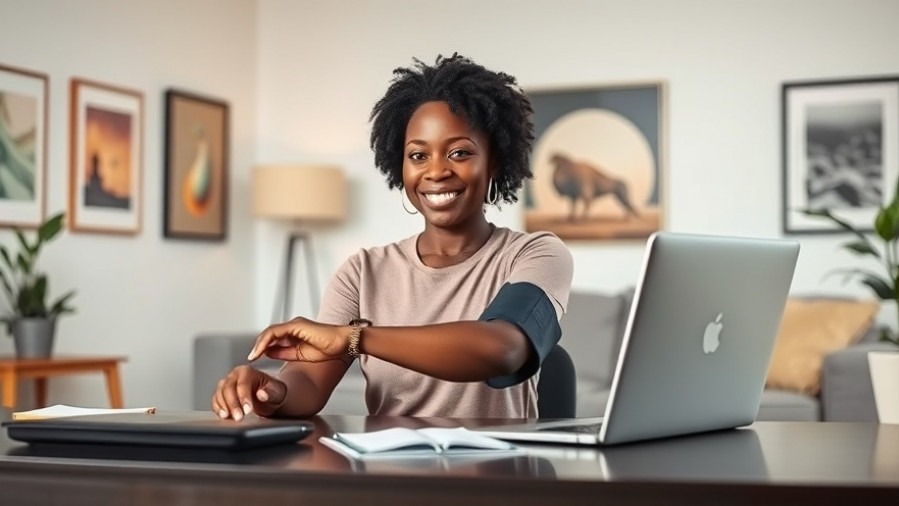 Confident Black woman checking blood pressure, highlighting calcium impact on blood pressure.