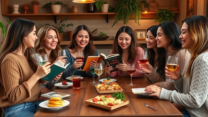 Women celebrating friendship at a cozy book exchange party on Galentine's Day.