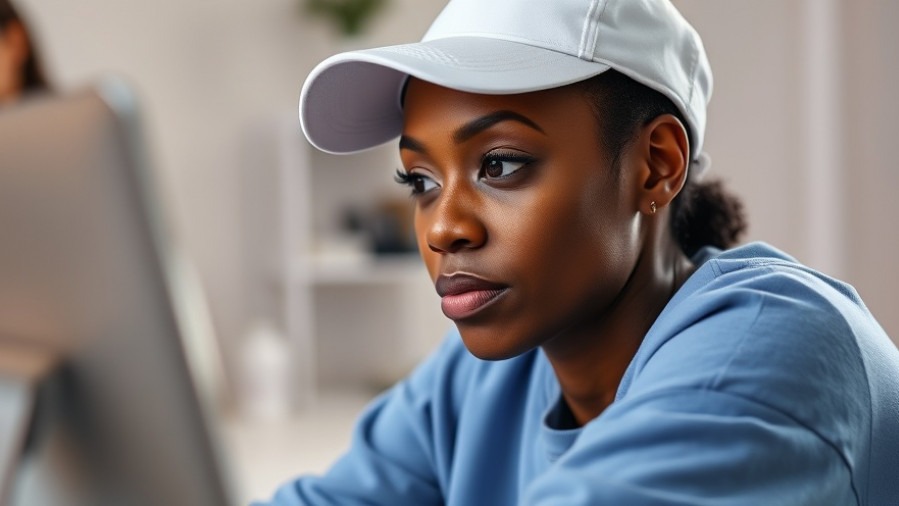 A 48-year-old Black woman embodies resilience and self-belief while reflecting in a mirror.