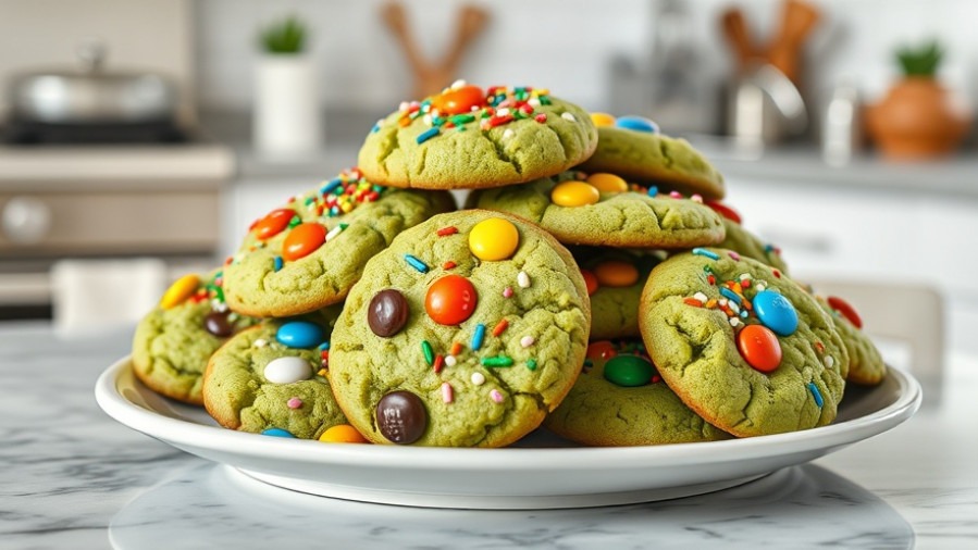 Festive plant-based cookies with sprinkles and M&M's, perfect for holiday baking.