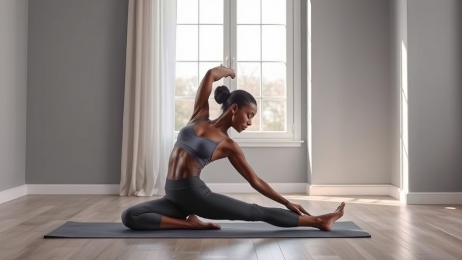 Serene Black female yoga practitioner demonstrating flexibility in yoga in a tranquil room.