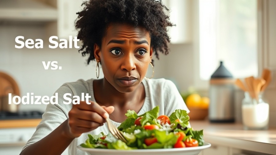 Black woman contemplating healthy seasoning options: sea salt vs. table salt.