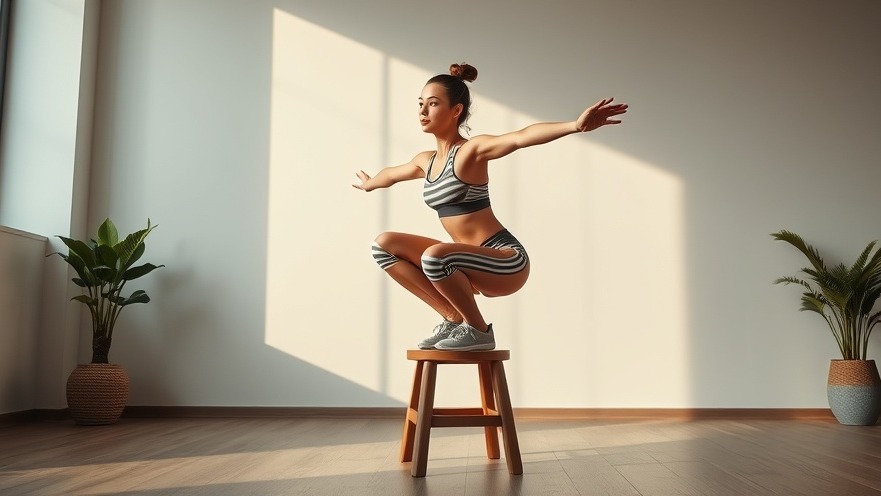 Athletic woman enhancing leg strength with functional fitness exercises on a stool.