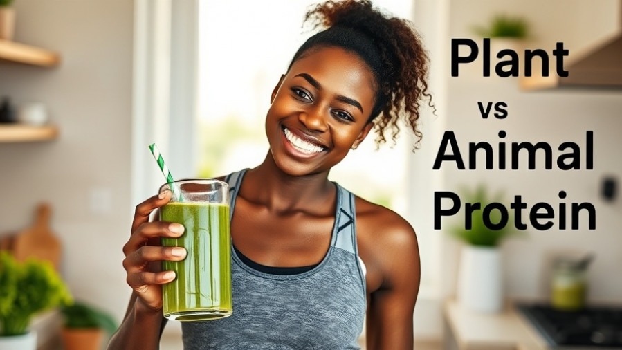 Smiling Black woman holding a green smoothie, highlighting plant-based diet and longevity.
