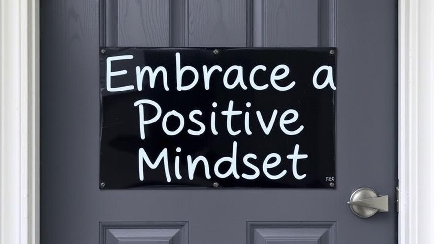 Embrace a Positive Mindset sign on a door promoting positive thinking and wellness journey.