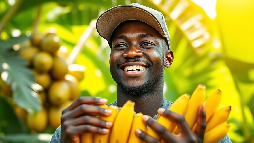 Smiling Black man enjoying mindful eating practices in a lush garden, embracing the future of health.
