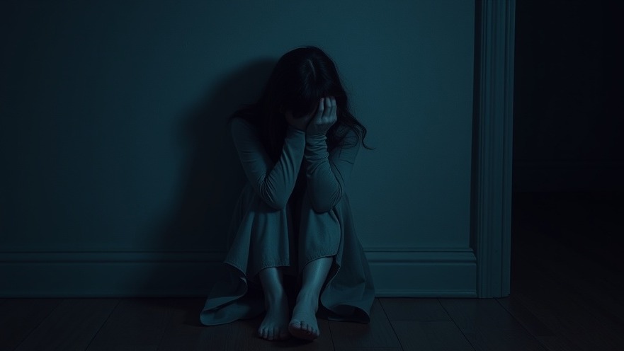 Melancholy woman representing ADHD's emotional pain, coping strategies in dimly lit room.