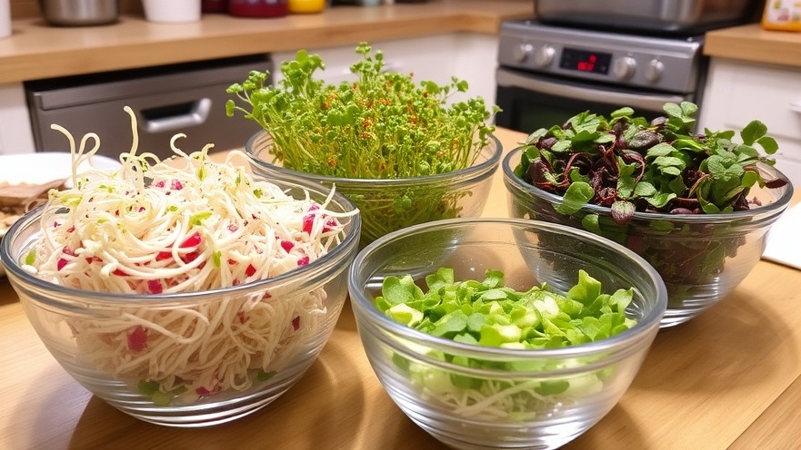 Nutritious vegetable sprouts in glass bowls, highlighting the nutritional power of sprouts.
