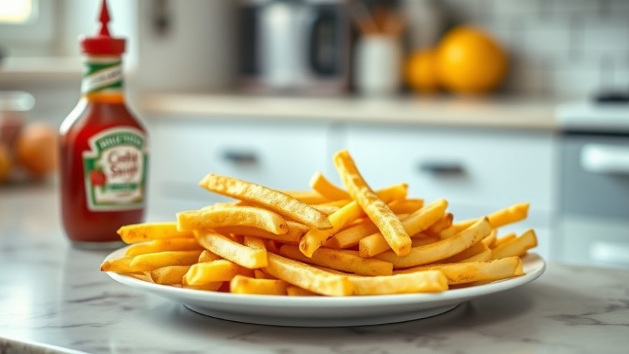 Homemade French fries with catsup, illustrating healthy eating habits at home.