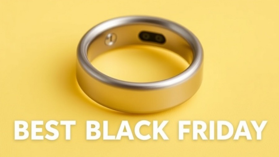 Photorealistic Oura Ring on a soft yellow background, showcasing smart health devices for Black Friday sales.