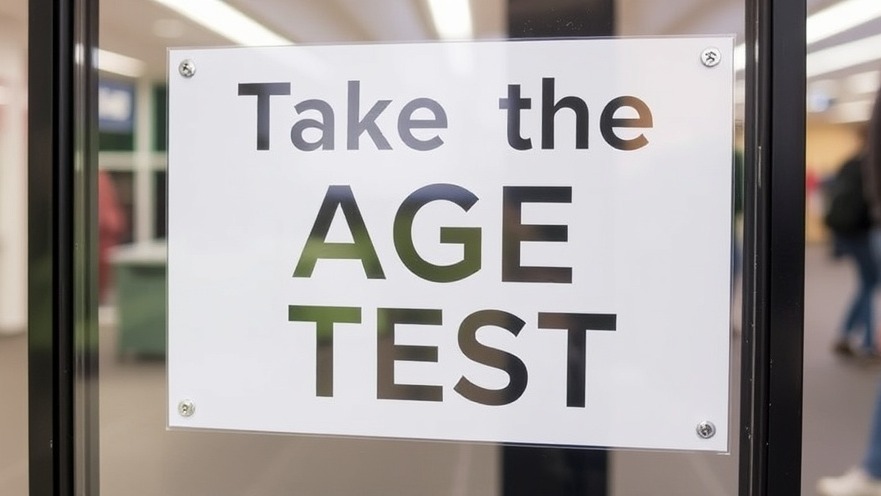 Take the Age Test sign promoting inclusive fitness programs and health and wellness.