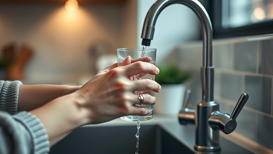 Person's hands turning on tap water for a glass, highlighting drinking water quality.