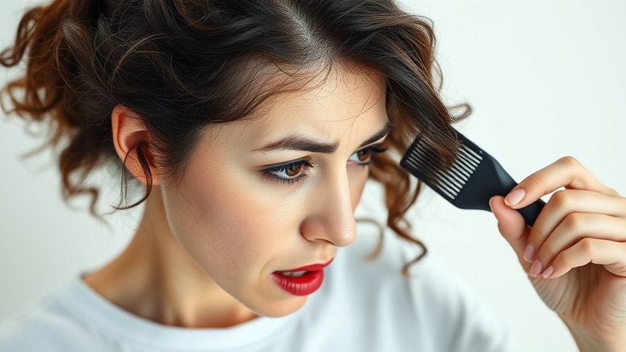 Worried woman examining hair loss, exploring healthy hair tips for better nutrition.