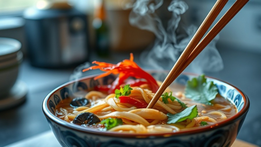Close-up of creamy Tan Tan Ramen in an oriental bowl, vibrant colors and steam rising.