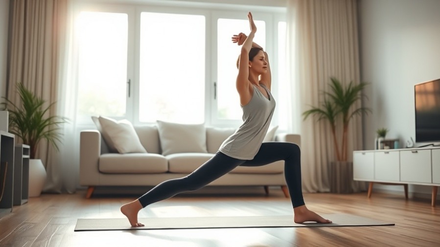 Calm woman in low lunge pose, embodying yoga benefits for flexibility and emotional well-being.