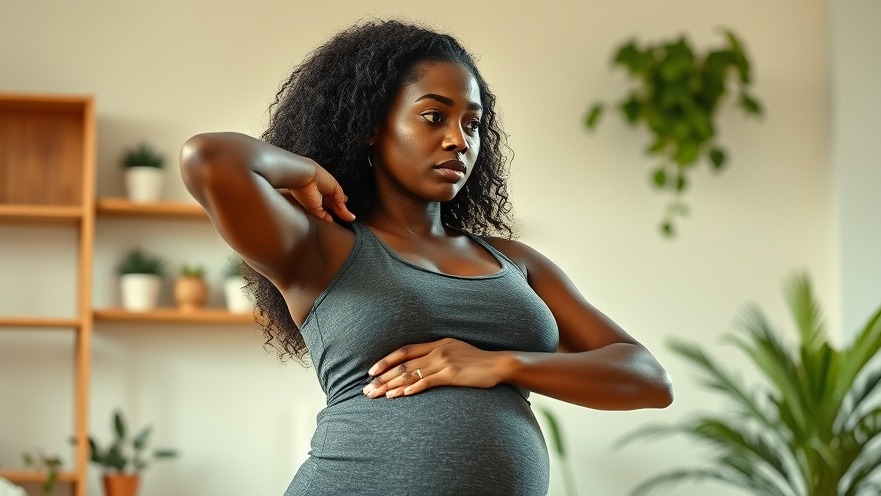 Postpartum Black woman doing a standing core exercise for a healthy lifestyle.