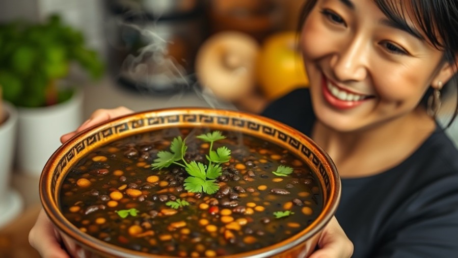 Comforting lentil soup in cozy kitchen, perfect for healthy winter meals.