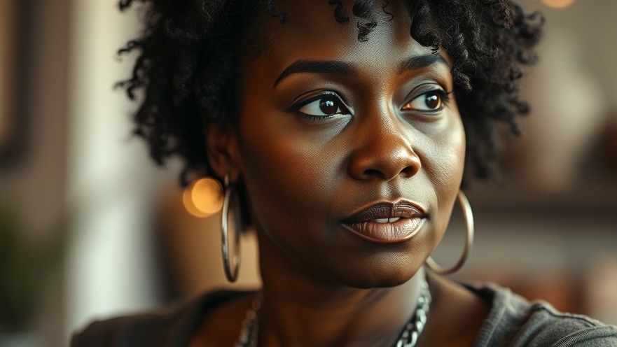 Confident Black woman over 50 reflecting on life choices, embodying alignment and peace.