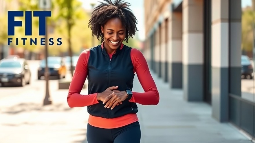 A joyful Black woman in activewear checks her smartwatch while maximally utilizing time-saving workouts.