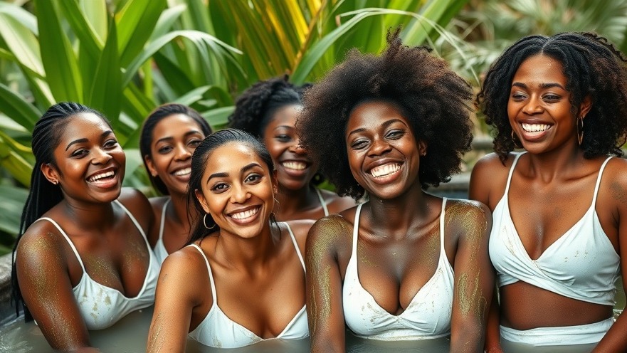 Joyful women enjoying mud therapy at a holistic healing retreat in lush Mexico.