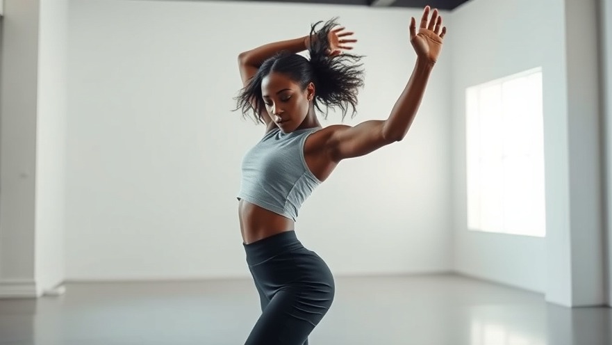 Energetic young Black woman dancing, embracing fitness at any age with graceful movement.