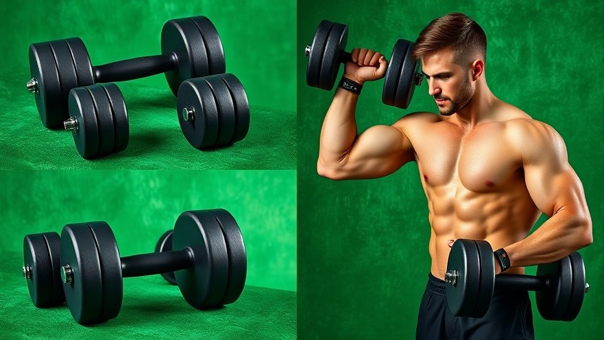 Dynamic collage of adjustable dumbbells for muscle building and strength training at home.