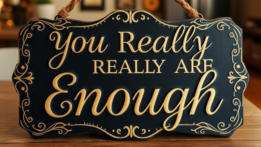 Elegant sign saying 'You Really Are Enough', promoting body positivity for women over 50.