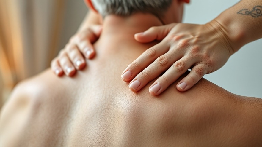 Massage therapy for pain relief: close-up of therapist's hands on back, soothing ambiance.